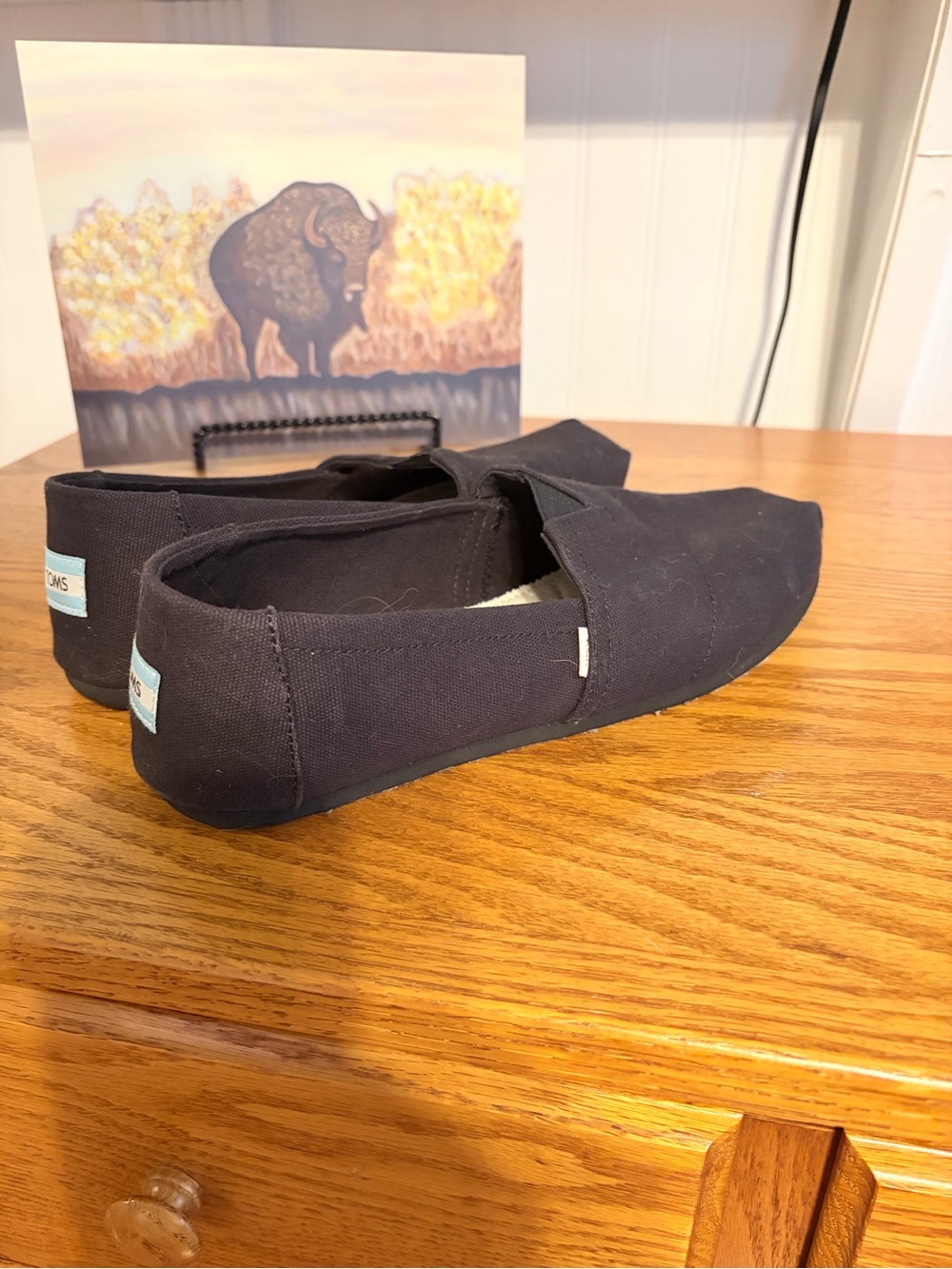 Toms Black Canvas Slip-On Loafers